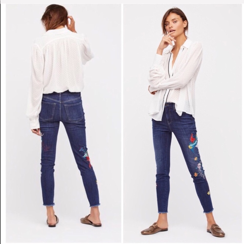 Free People embroidered ankle skinny - Picture 5 of 7